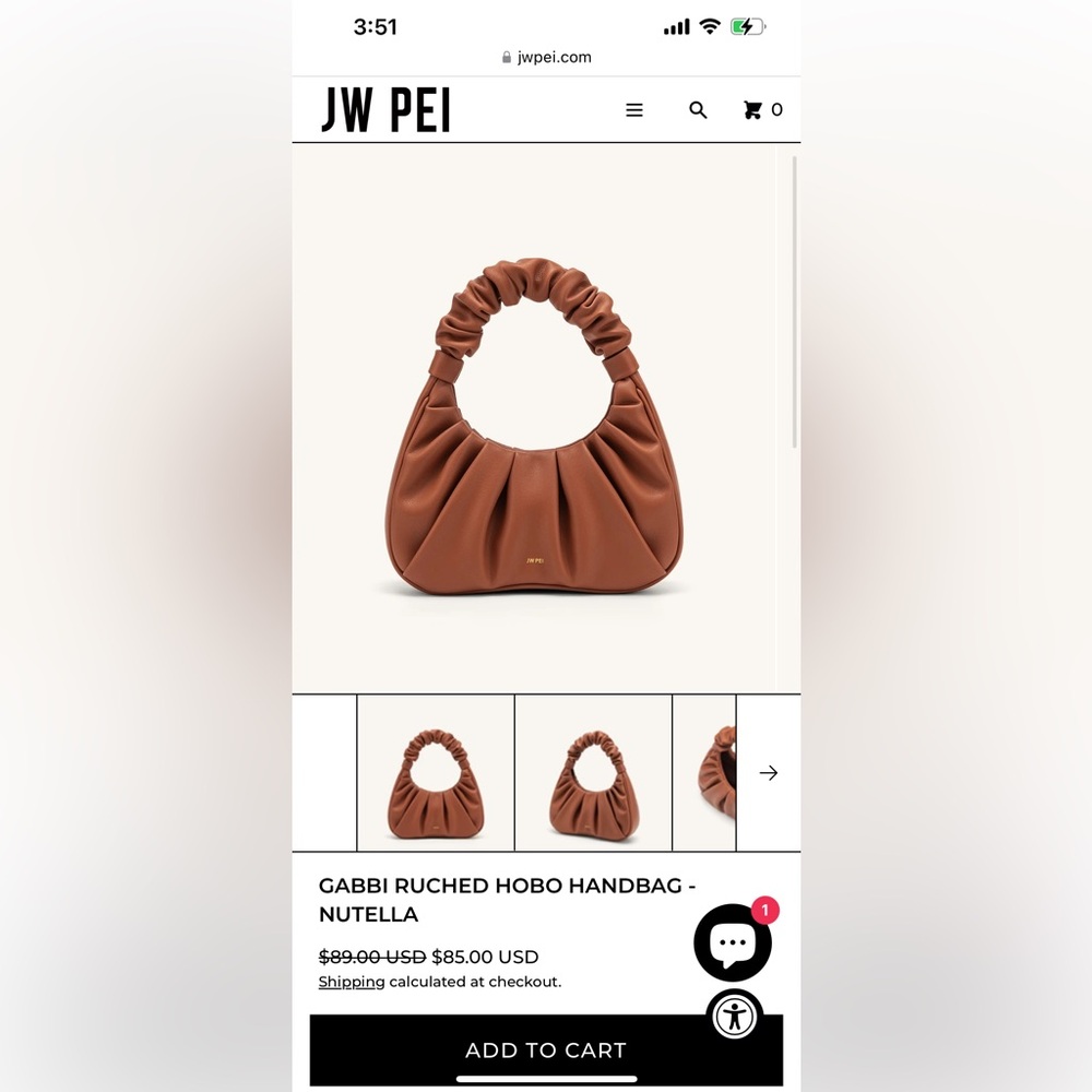 JW PEI Hobo purse in Nutella